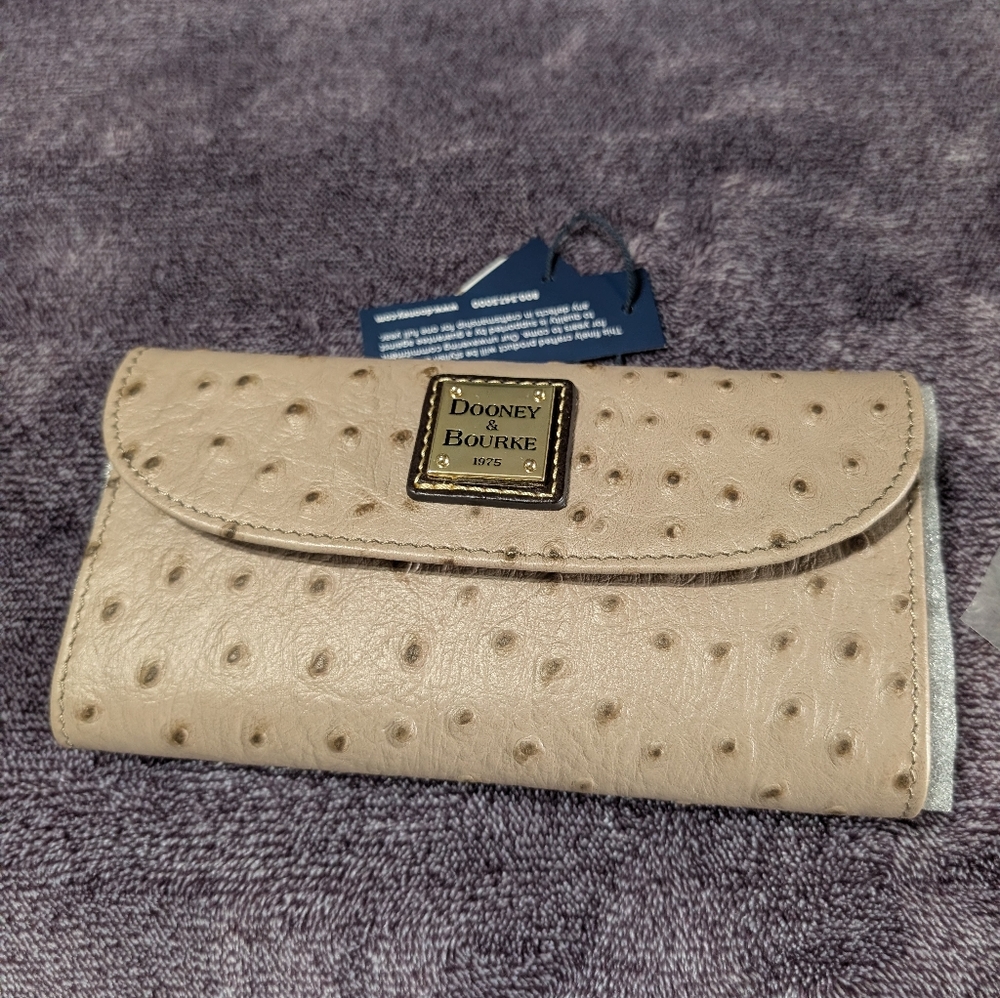 Dooney & Bourke Cream Ostrich-Textured Wallet